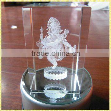 Personalized 3D Laser Wedding Gifts With Engraved Crystal Ganesh For Guest