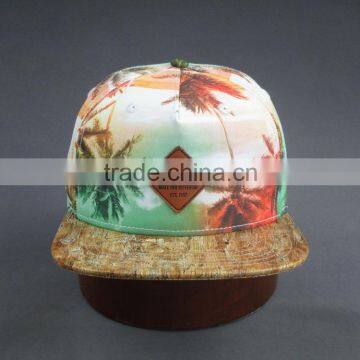 Heat Transfer Print 5-panel Snapback Cap With PU Label photo-2