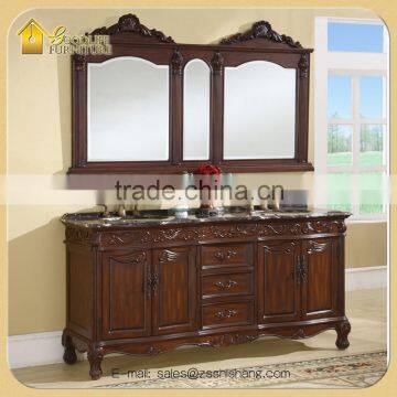 European Antique Style Commercial Double Sink Bathroom Vanity Cabinet