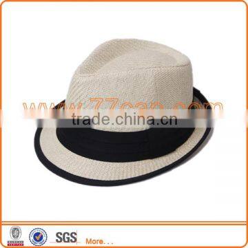 Hot selling white fedora hat for kids with ribbon