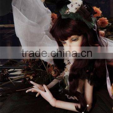 New Arrival Heat Resistant Dark Brown Deep Wavy 1/4 BJD Doll Wig photo-4