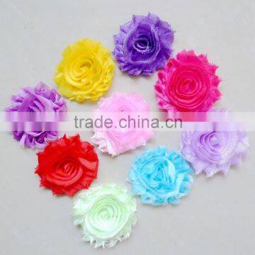 Beautiful Clouds Yarn Flower ,shabby Chiffon Flower Frayed Shabby Chic Rose Trim photo-3