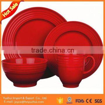 Embossed stoneware dinnerware,red color dinner set,blur color dinner set