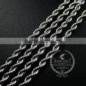 20inch 3mm 316L stainless steel rhodium color necklace chain DIY jewelry supplies 1322038