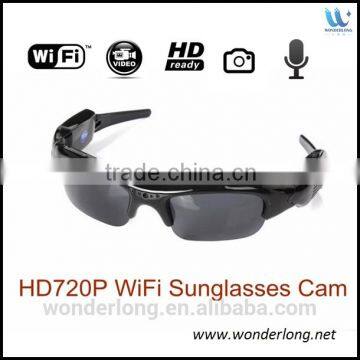 Black piano paint light oil wifi sunglass camera HD 720p glasses camera hidden mini camera video recorder