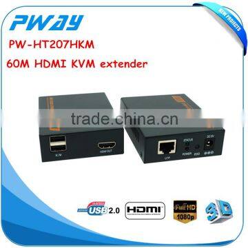 Alibaba supplier Pinwei PW-HT207HKM 60M (200FT) HDMI extender over UTP cable with mouse and keyboardHDMI KVM extender