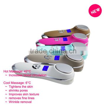 CE ROHS approved ABS material cold and hot ultrasonic facial massager , vibrating facial massager machine in home use