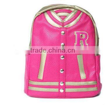 High Quality Korean Splice Style pu Leather Girl and Boy School Backpack Bag photo-2