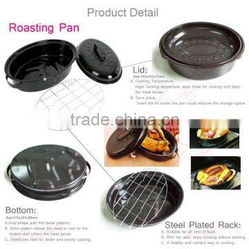 Chicken Baking Oval Enamel Roaster Pan Ovenware photo-4