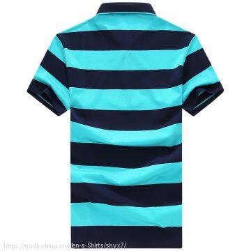 Yixigeluo2017 Summer Middle Aged Men's Short Sleeved T-shirt Men's Lapel Stripe Half Sleeve Straight Tube Coat Polo Shir photo-3