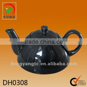 Custom black color glazed ceramic teapot with filter