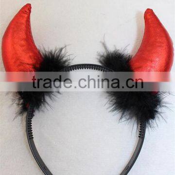 Hot Sale Halloween Party Horn Headband Hairband With Feather photo-2