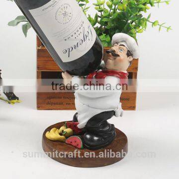 Custom Resin Funny Chef Figurines Wine Bottle Holder photo-5