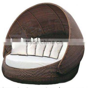 Outdoor Wicker Furniture Garden Sunbed Rattan Round Bed photo-2
