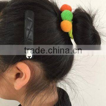Best Selling Products Simple Polyester Hair Scrunchie Wool Felt Hair Elastic With Two Pompon for Girls Hair Accessories Boutique photo-3