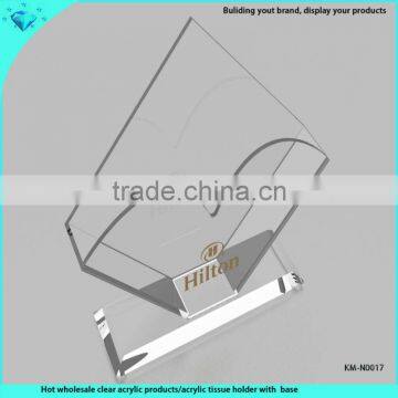 Hot wholesale clear acrylic tissue holder with base