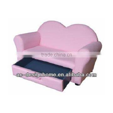 PINK CANVAS/WOODEN KID TWO SEATS SOFA