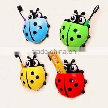 Cute Cartoon Ladybug Kids Wall Suction Cup Mount Toothbrush Box Travel Organizer Plastic Box Storage Organizer photo-3