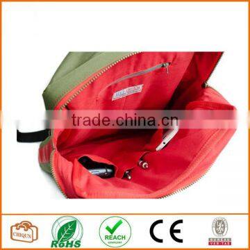 Red Cotton Twill and Green Nylon Laminated Water Resistant Fabric. Padded. Many Pockets. Unique photo-5