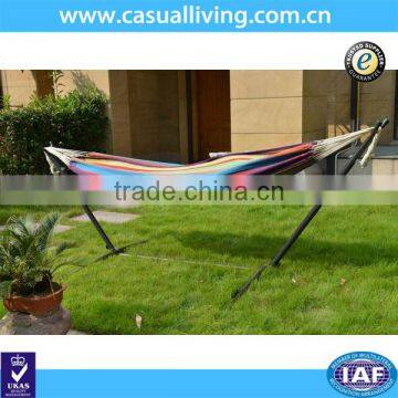 2 People Outdoor Rainbow Fabric Hammock with Space-Saving Steel Stand Travel Camping