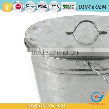 Galvanized pail and bucket metal trash barrel