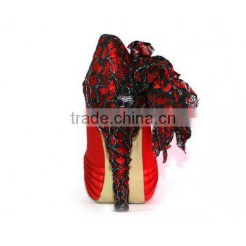 SC013 Beautiful printing pattern red lace flower high heel condoms