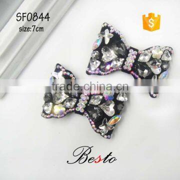 Bow tie shoes accessories rhinestone bead shoes buckles factory wholesale