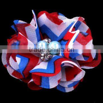 Handmade Fabric Flower With Pearl in Center Headband for Kids Hair Accessories photo-3