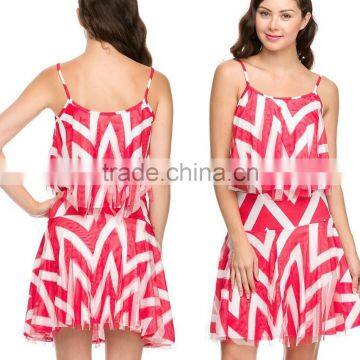 women 3D chevron print cami top and tulle skirt set