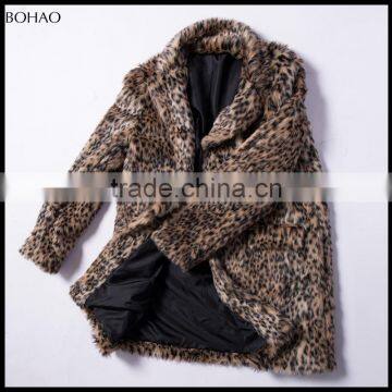 2017 New Fashion Thick Leopard Fake Fur Coat Women