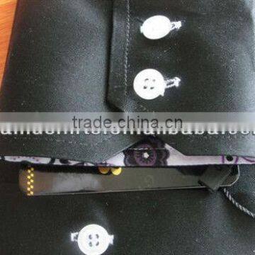 Man Fashion Black Shirts High Double Collar Mens Black Shirts photo-3