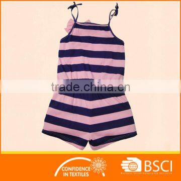 Child Girl Stripes With Bowknot Shorts Jumpsuit Outfit Wear photo-2