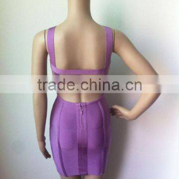 2015 New Lilac Lavender Open Sexy Front Hole Chest Women Bodycon HL Bandage Dress Evening Party Pencil Dress photo-3