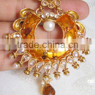 Bollywood Enamel Polki Gold Tone Dangler EARRINGS photo-4