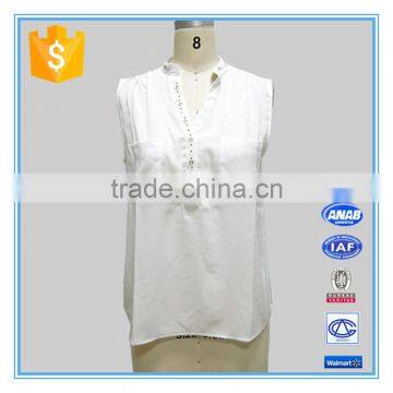 Women Beads Wholesale Plain White Tank Top