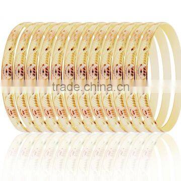 Artificial 6 MM Three Tone Plated Diamond Cut Bangles