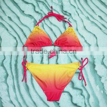 Sun Protect Material Bikinis Trendy Fashion Girls Shiny Swimsuits photo-5