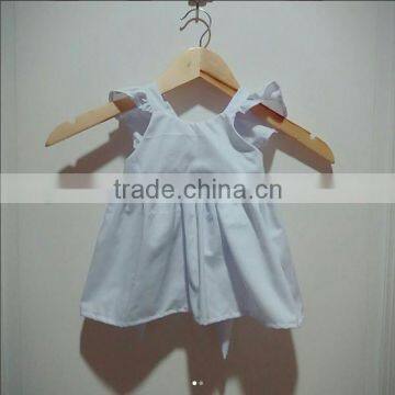 New Design Baby Princess Dress Infant Girl Plain White Wear Ruffle Sleeve Baby Boutique Clothing