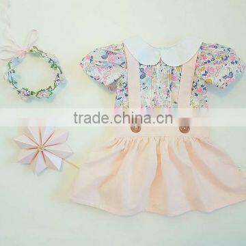 Cute Summer Cotton Kids Clothing Cute Infant Baby Girls Pink Overalls Dress photo-3
