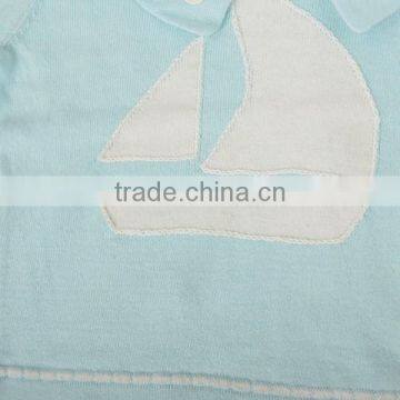 Unisex Baby Jacquard Cotton Sweater Turn-down Collar Pullover photo-4