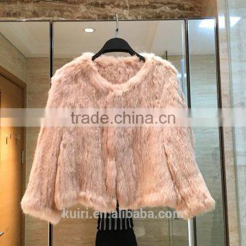 Luxury Knitted Rabbit Fur Coat Women Genuine Rabbit Fur Jacket Fur Waistcoat Colorful photo-6