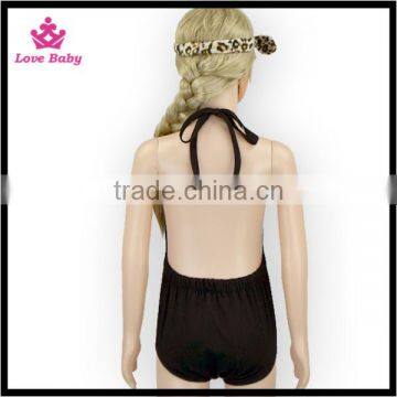 2016 Black Romper With Leopard Shorts Simple Design 3pcs Set Infants Rompers Suit photo-5