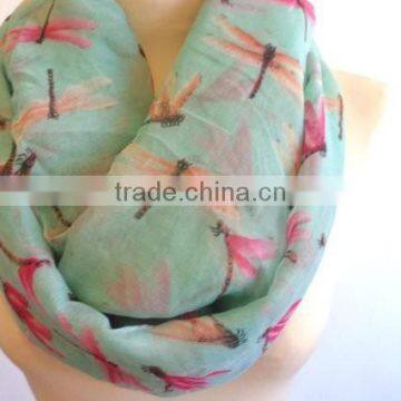 Dragonfly print mint green fashion Voile scarf