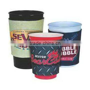 USA Made Sublimated Collapsible Party Cup Sleeve Insulator - fits most 16 oz to 22 oz stadium cups and comes with your logo