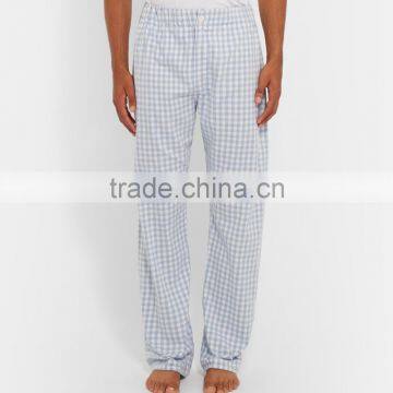 Light Blue and White Checked Men Loungewear Set Long Sleeves Shirt and Trousers photo-4