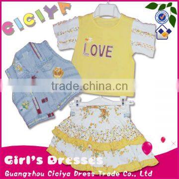 2014 girls fashion set 3pcs clothes summer baby dress girls clothing wholesale