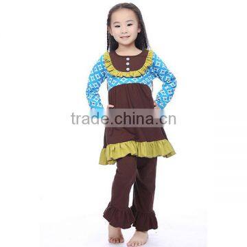 2015 Kids Ruffle Clothing Set Autumn Girls Boutique Cotton Fall Outfits