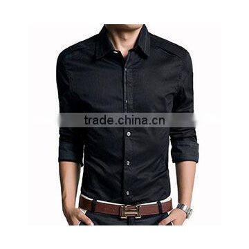 Long Sleeve Simple Black Cotton Shirts For Men