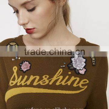 Hot Sale Girl's Embroidery Pattern Knitted Sweater Designs Pullover photo-5