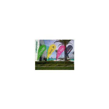 Advertising Teardrop Flags Custom , Full Color Open Feather Flags Signs Spike Base